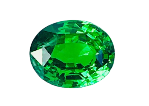 Certified tsavorite gemstone, authentic green gemstone from Sri Lanka, Vivid Ceylon International